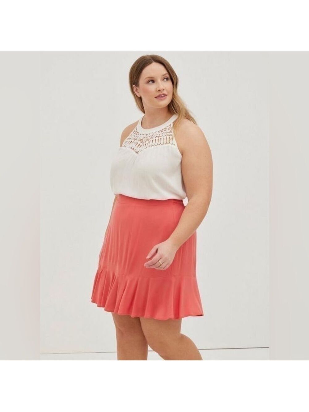 TORRID High Waisted Mini Skirt peach pink